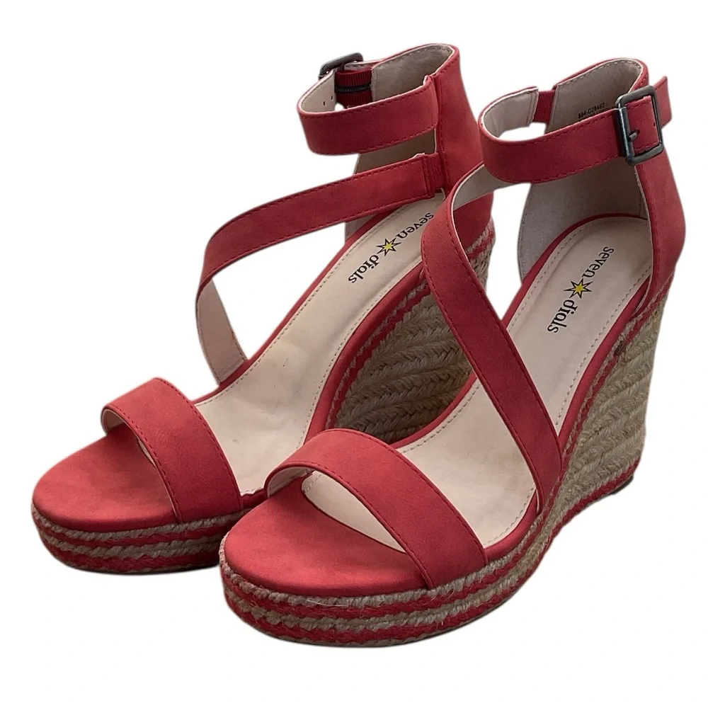 NWT Seven Dials Womens Berlina Espadrille Wedge Sandal Red‎ size 7.5 M
